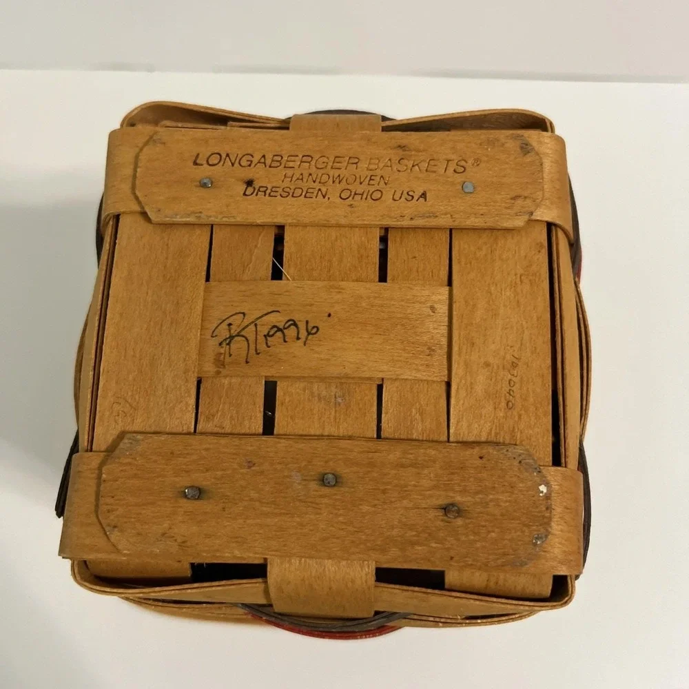 Vintage 1996 Longaberger Large Peg Basket with Moveable Handle Red Green‎ Blue